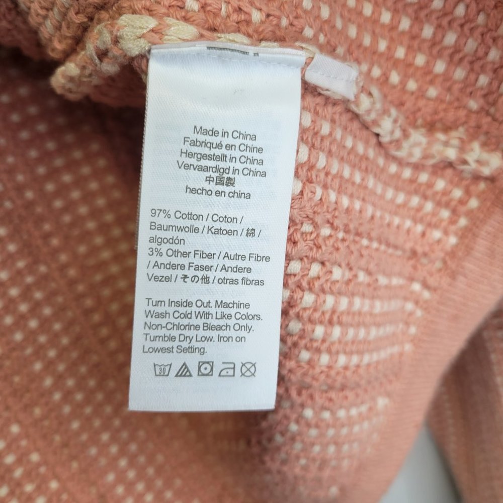 J. Crew Women's Small Cardigan Sweater Peach Open Front  Basketweave Knit - Picture 6 of 8